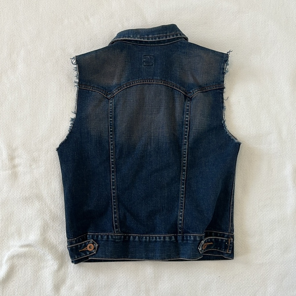 GAP Vintage Blue Denim Vest Women Small Bikercore - Picture 4 of 4